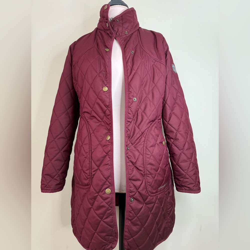 Eddie Bauer Women's Quilted Long Jacket - Burgundy in size SP